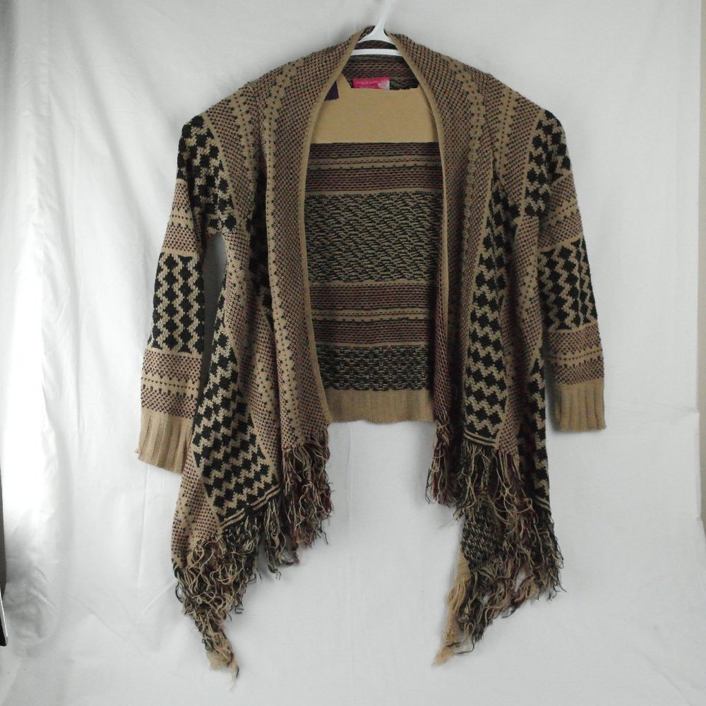 Brown Open Front Knit Cardigan Womens M